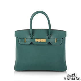 Herms Birkin 30 Vert Bosphore Epsom GHW